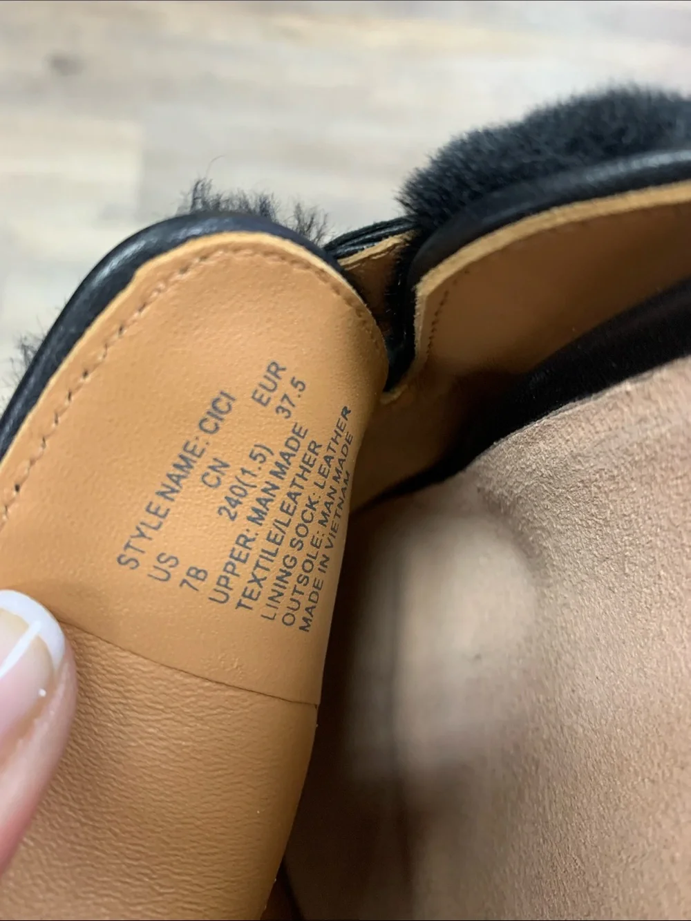 kate spade Black Faux Fur Slip-On Mules with Rhinestone Buckles Size 7